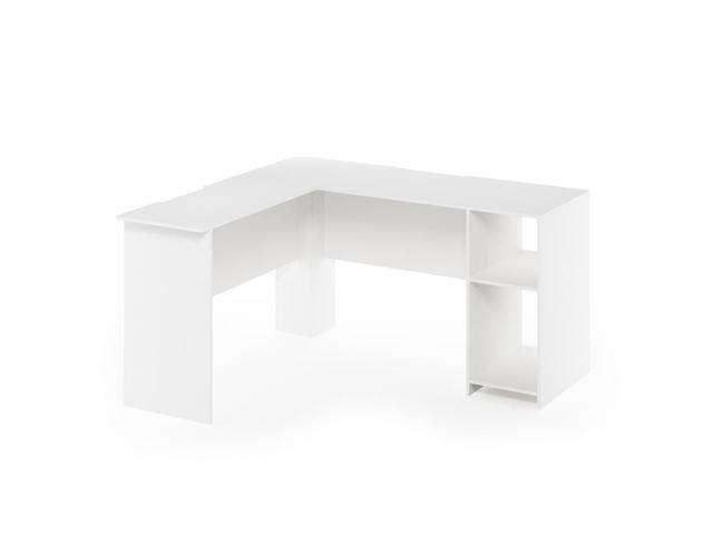 Furinno Indo L-Shaped Desk with Bookshelves (White)