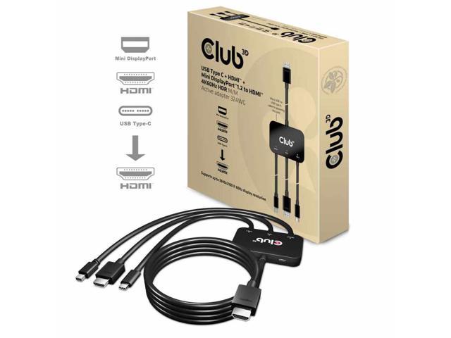 Club3D CAC-1630 USB Type C + HDMI + MiniDisplayPort 1.2 to HDMI 4K60Hz HDR M/M Active Adapter 32AWG