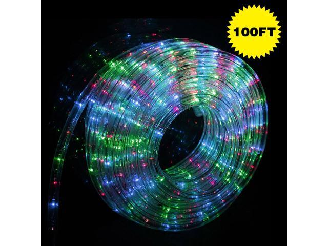 100 2 Wire 110v Home Led Rope Light Outdoor Decorative Christmas Party Rgb Newegg
