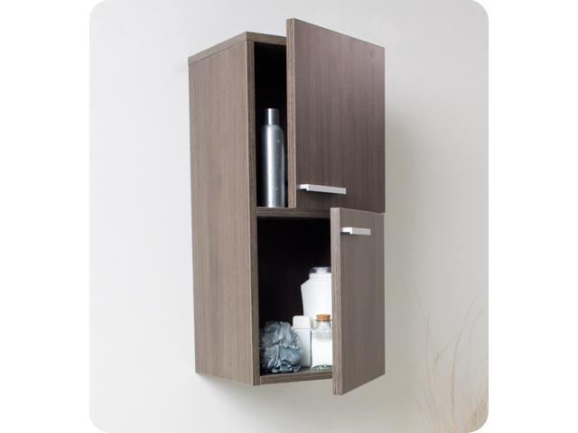 Fresca Gray Oak Bathroom Linen Side Cabinet W 3 Large Storage