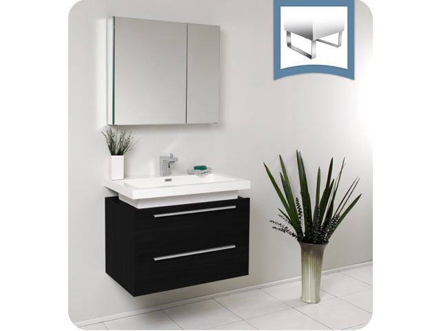 Fresca Medio 32 Black Modern Bathroom Vanity With Medicine Cabinet Newegg Com