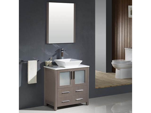 Fresca Torino 30 Gray Oak Modern Bathroom Vanity With Vessel Sink Newegg Com