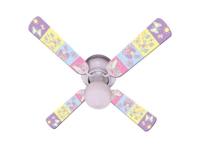 Pastel Butterfly And Friends Print Blades 42in Ceiling Fan Light Kit