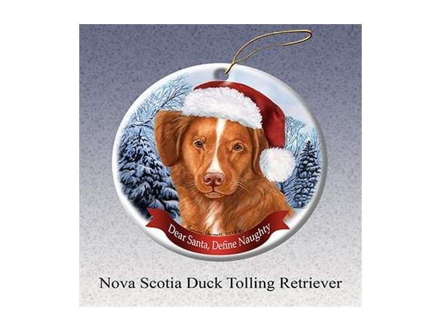 Holiday Pet Gifts Nova Scotia Duck Tolling Santa Hat Dog Porcelain Christmas Tree Ornament Neweggcom - 