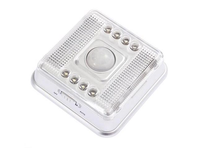 8 LED Auto PIR LED Light With Motion Detector (Silver)