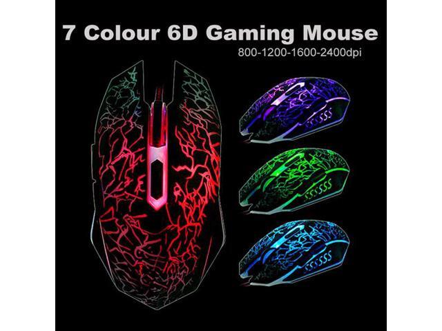 NEW 2400DPI Optical Adjustable 6D Buttons Wired Gaming Game Mice For Laptop PC