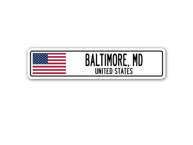 Baltimore Md United States Street Sign American Flag City