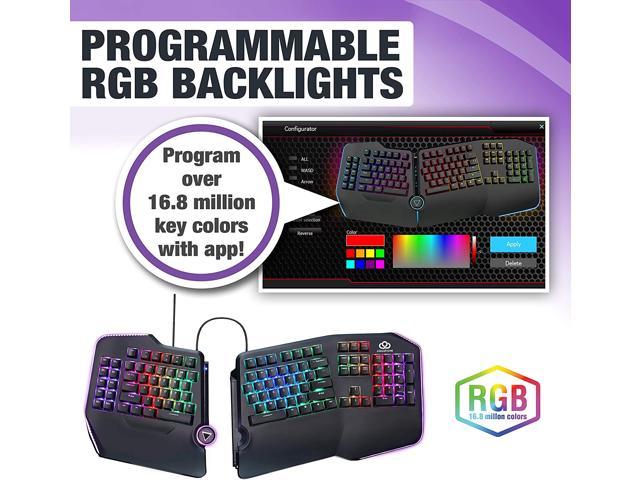 RGB Light Up LED Backlit with USB Cherry MX Brown Switches Cloud Nine C989 Ergonomic Mechanical Keyboard for PC Ergo Split Key Board with Macro