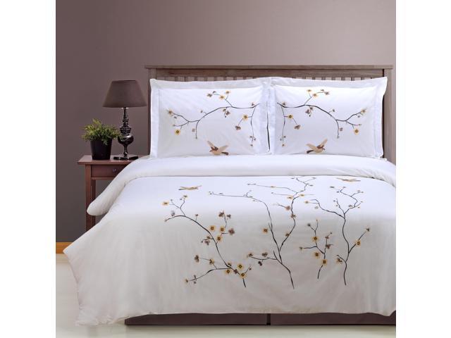 Superior Floral Premium Cotton Embroidered Duvet Cover Set