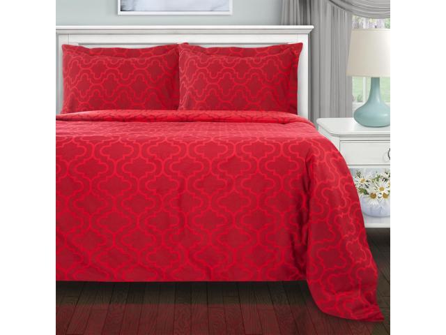 Superior Extra Soft Reversible Duvet Cover Set Burgundy Trellis