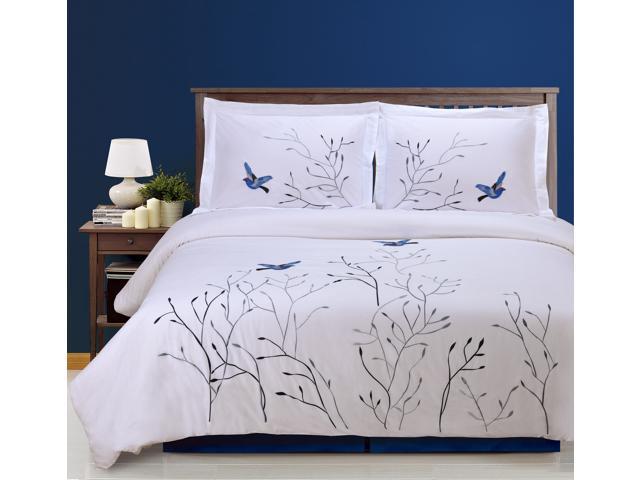 Superior Swallow Embroidered Duvet Cover Set 100 Cotton King