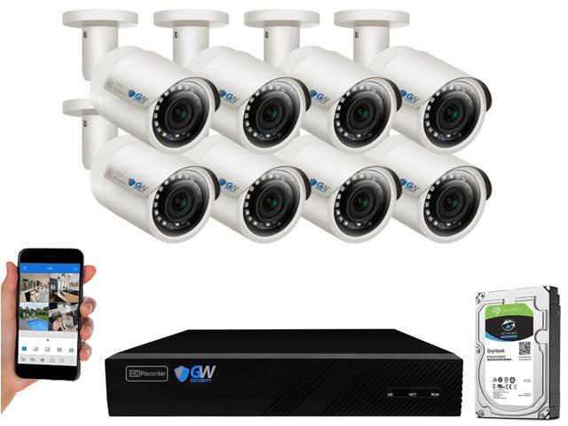 GW Built-in microphone PoE IP Security System, 8CH 4K H.265 NVR with 8 x 5MP 1920P IP Camera, Day/Night Weather Proof, Video Audio Power All Thru One Ethernet Cable, 2TB
