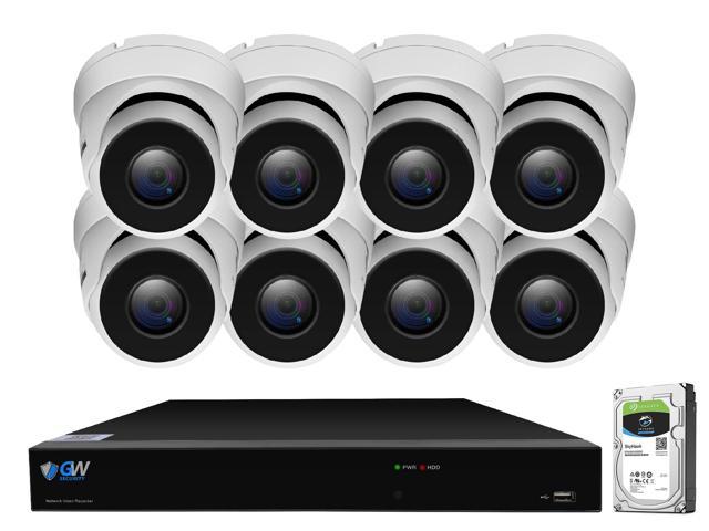 GW 4K UltraHD 8MP Security Camera System, 8-channel H.265 UHD 4K NVR, 8 x 4K 8 Megapixel Waterproof Dome PoE IP Cameras, Smart AI Face Recognition Human/Vehicle Detection, 2TB HDD