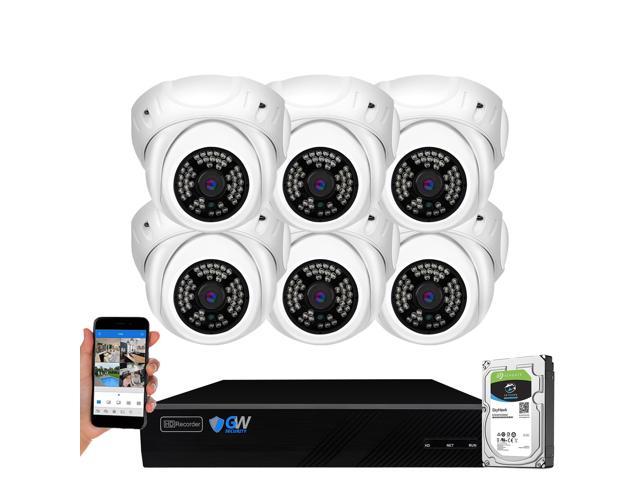 GW Security 8 Channel 5MP H.265 NVR IP Camera Network PoE Video & Audio Surveillance System (2TB HDD), 6 x HD 1920P Weatherproof Microphone Turret Security Cameras, AI Human Detection