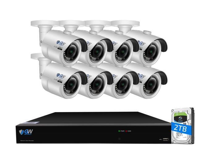 GW 4K UltraHD 8MP Security Camera System, 8-channel H.265 UHD 4K NVR, 8 x 4K 8 Megapixel Waterproof Bullet PoE IP Cameras, Smart AI Face Recognition Human/Vehicle Detection, 2TB HDD
