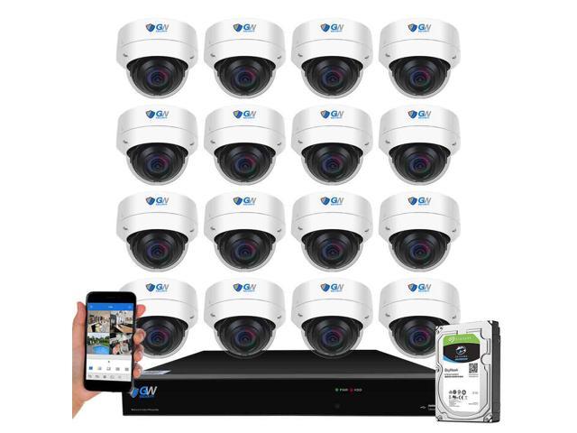 GW Security UltraHD 4K 16 Channel H.265+ NVR 8MP Security Camera System, 16 x 4K 8MP Outdoor/Indoor Dome PoE IP Cameras, Smart AI Face Recognition Human/Vehicle Detection, 4TB HDD