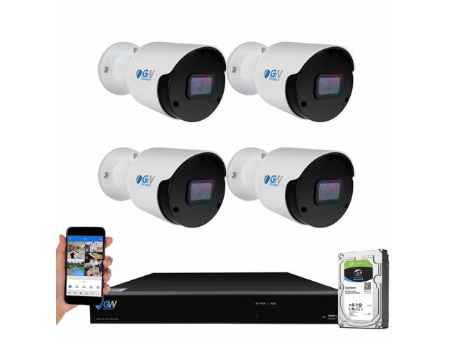 GW Security UltraHD 4K 8 Channel H.265+ NVR 8MP Security Camera System, 4 x 4K 8MP Outdoor/Indoor Microphone Bullet PoE IP Cameras, Smart AI Face Recognition Human/Vehicle Detection, 2TB HDD