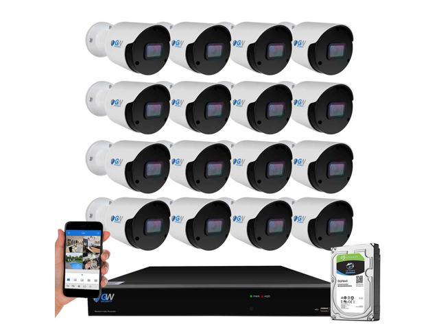 GW Security UltraHD 4K 16 Channel H.265+ NVR 8MP Security Camera System, 16 x 4K 8MP Outdoor/Indoor Microphone Bullet PoE IP Cameras, Smart AI Face Recognition Human/Vehicle Detection, 4TB HDD