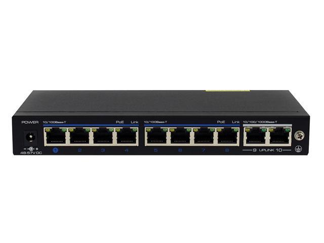 GWSW0802M 8+2 Port 10/100 PoE Switch w/ All 8 Port PoE (Power Over Ethernet) - Designed For Connect NVR System and POE IP Camera - POE Data & Power Transmission Distance 100 Meter (300 Feet)