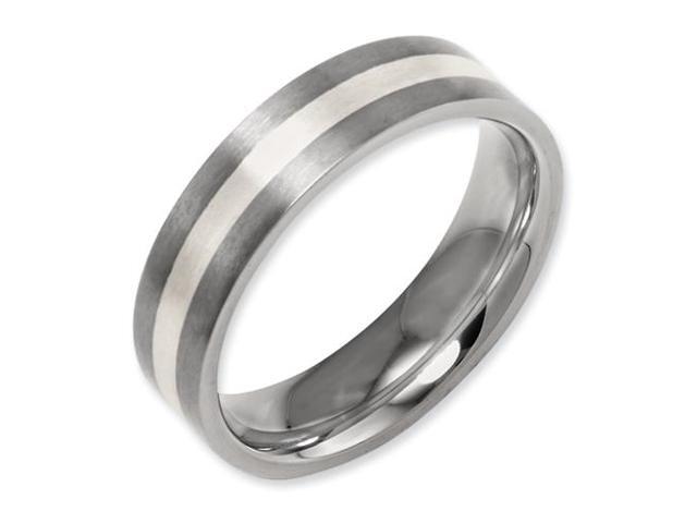 Best Birthday Gift Titanium Flat 8mm Sterling Silver Inlay Brushed Band