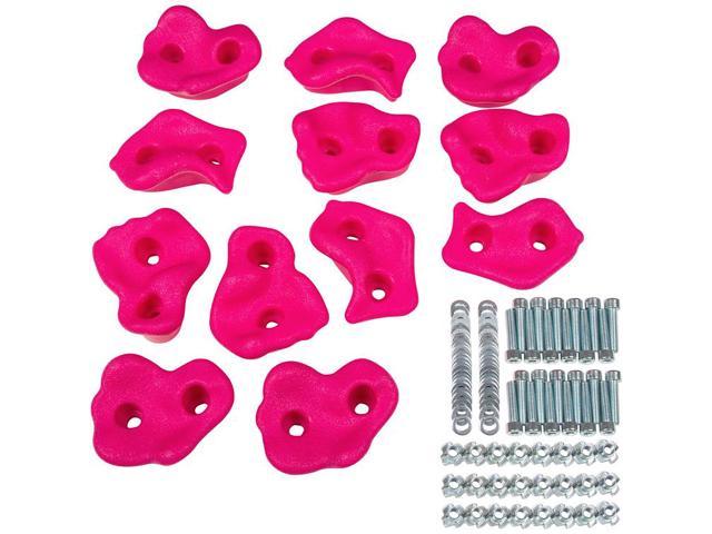 Swing Set Stuff Inc Textured Rock Holds Set Of 12 With Mounting Hardware Pink Sss Logo Sticker Newegg Com