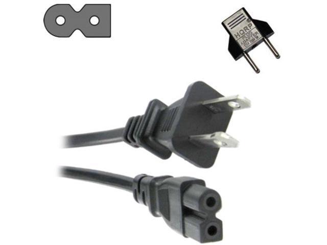 HQRP AC Power Cord IEC C7 Polarized to NEMA 1-15P 18 AWG 6 Feet Mains Cable plus HQRP Euro Plug Adapter