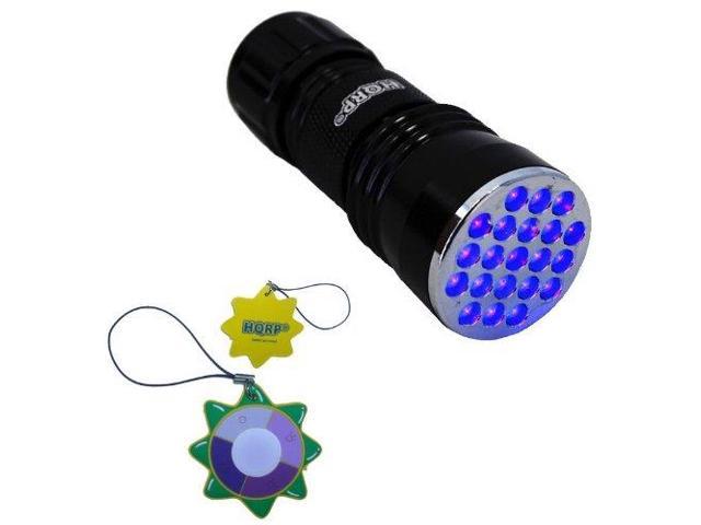 HQRP UV Blacklight Flashlight 21 LED with 380 nm Wavelength Check UV Activated Inks in Currency and ID's / Urine Detector plus HQRP UV Meter