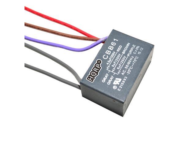 2-Pack Motor Capacitor 3.5uf+5uf+6uf 5-Wire CBB61 for Hampton Bay Ceiling Fan