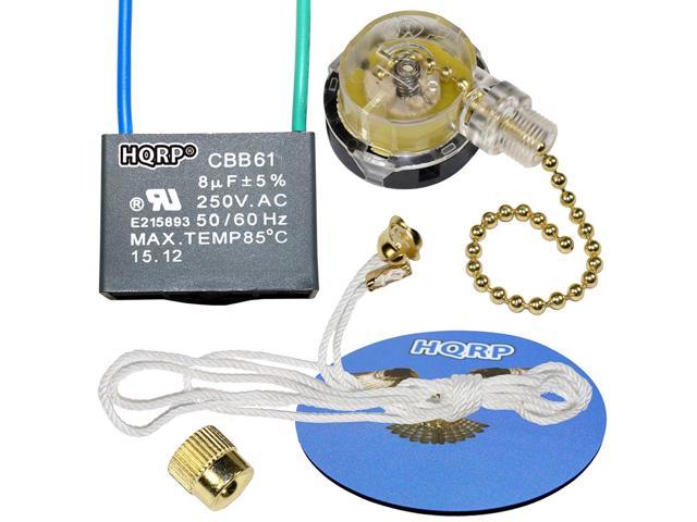 Hqrp Kit Ceiling Fan Capacitor Cbb61 8uf 2 Wire And 3 Speed Fan Switch Hqrp Coaster