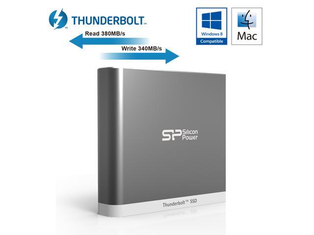 Silicon Power 120GB Thunderbolt T11 Portable External SSD Solid State Drive with Cable Silver