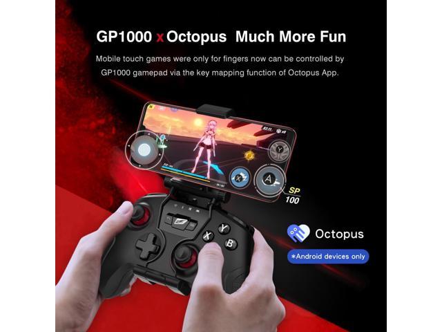 RT RockTek GP1000 3 Modes Wireless& Wired Gamepad Controller with Bluetooth/2.4GHz/Wired Support PC Steam Games/Phone Bracket/Vibration/PC Xinput/Android