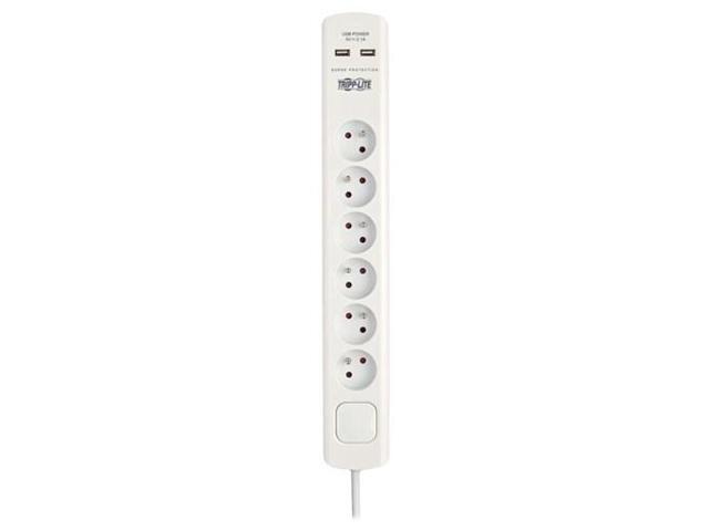 6 Outlet Surge Protector, French Type E Outlets, 220-250V AC