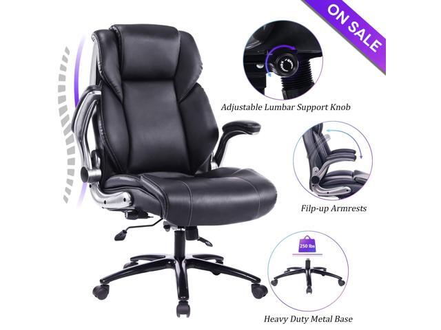 Vanbow Multifunctional Office Chair Executive Computer Desk Task Swivel High Back Adjustable Built In Lumbar Support Tilt Angle And Flip Up