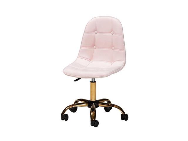 Photo 1 of Baxton Studio Kabira Contemporary Glam and Luxe Blush Pink Velvet Fabric and Gold Metal Swivel Office chair