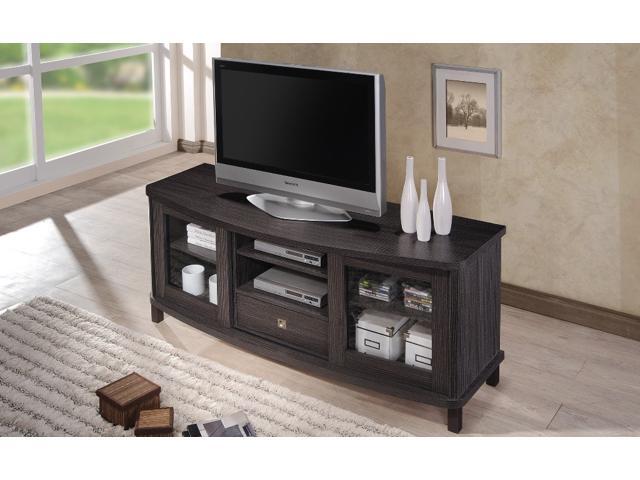 Baxton Studio Walda 60 Inch Dark Brown Wood Tv Cabinet With 2