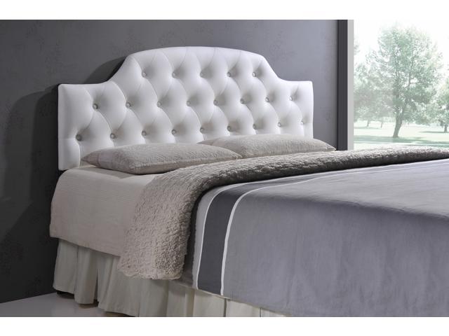 Baxton Studio Morris Modern And Contemporary Full Size White Faux Leather Upholstered On Tufted Scalloped Headboard Newegg Com