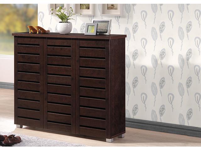 Baxton Studio Adalwin Modern And Contemporary 3 Door Dark Brown Baxton Studio Adalwin Modern And Contemporary 3 Door Dark Brown Wooden Entryway Shoes Storage Cabinet