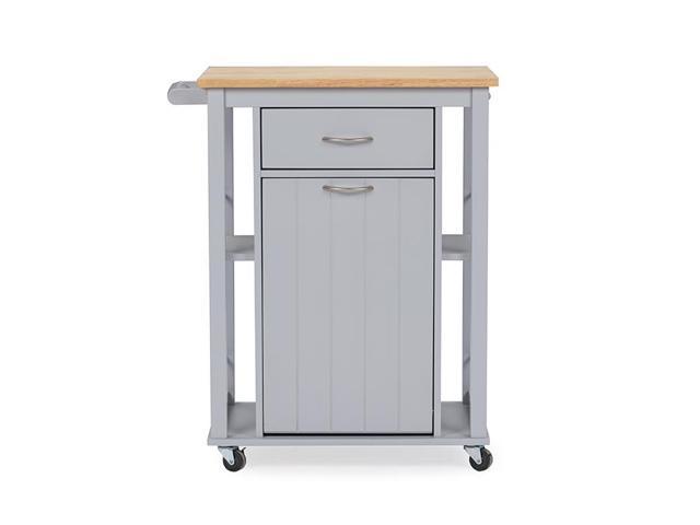 Baxton Studio Yonkers Contemporary Light Grey Kitchen Cart With
