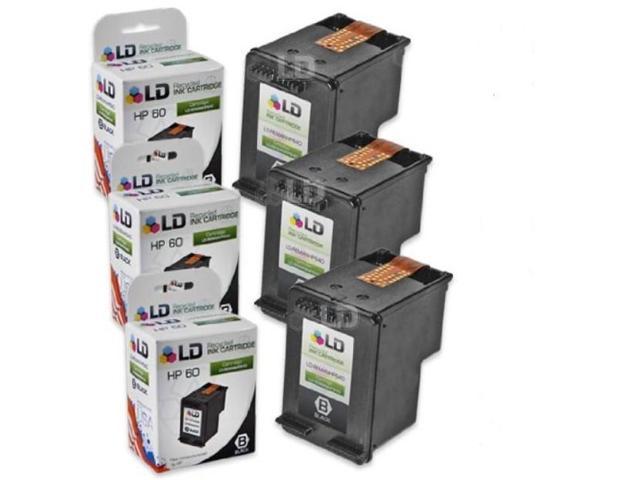 LD Products Remanufactured Compatible Ink Cartridge Replacement for HP 60 CC640WN (3 Pack - Black) for use in HP Photosmart, Envy e All-in-one, and Deskjet Printers