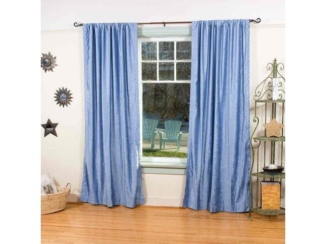 Light Blue Rod Pocket Velvet Curtain Drape Panel 60w X 120l