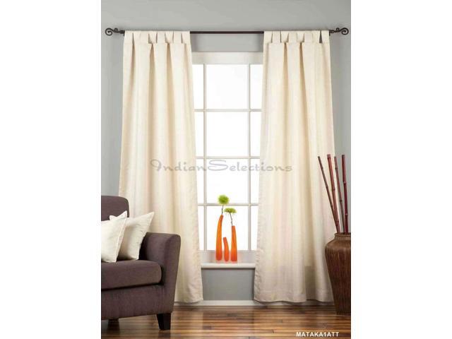 Cream Tab Top Matka Raw Silk Curtain Drape 80w X 96l Piece