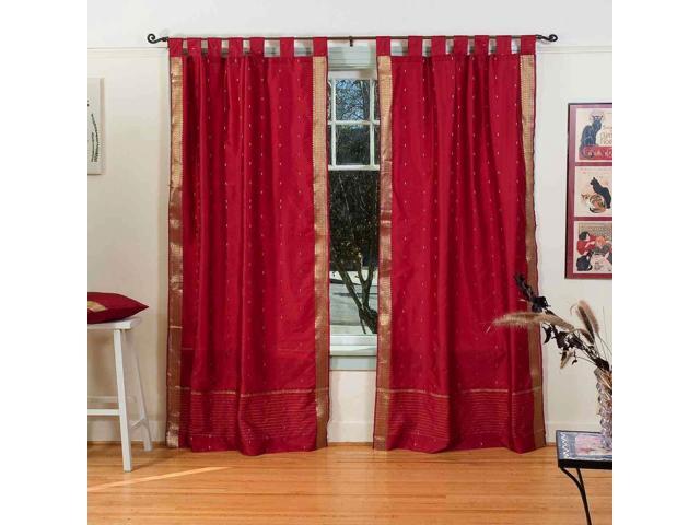 Maroon Tab Top Sheer Sari Curtain Drape Panel 60w X 120l
