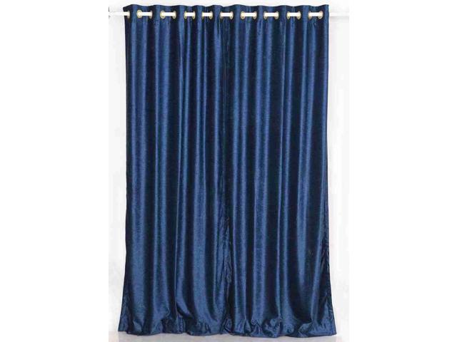 Lined Navy Blue Ring Grommet Top Velvet Cafe Curtain Drape
