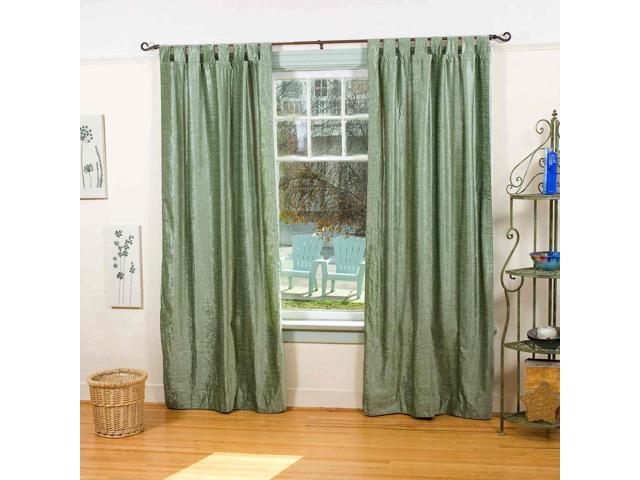 Olive Green Tab Top Velvet Cafe Curtain Drape Panel 43w X