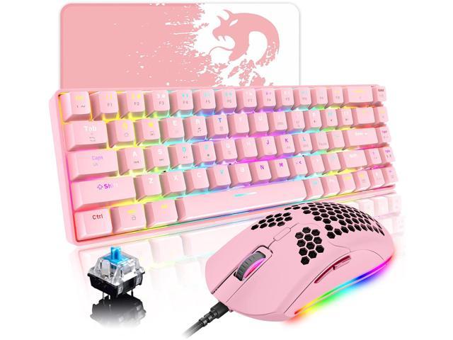 60% Mechanical Gaming Keyboard Mini 68 Keys Wired Type C 18 RGB Backlight  Effects,Lightweight RGB 6400DPI Honeycomb Mouse,Large Mouse Pad Compatible