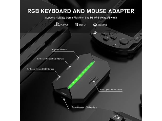 komponist hed snyde 4 in 1 Wireless Gaming Keyboard Mouse and Converter with RGB Backlit Mini  61Key Ergonomic Honeycomb Shell 2.4Ghz USB Receiver Bluetooth Wired Adapter  for PS4 PS3 Xbox Switch PC Mac Gamer Typist(Black)