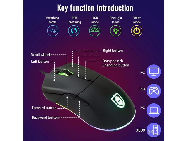 K3 RGB Gaming Keyboard and Mouse Combo RGB Mechanical feel Gaming Keyboard  with Ergonomic Detachable Wrist Rest Programmable 7200 DPI RGB Gaming Mouse  