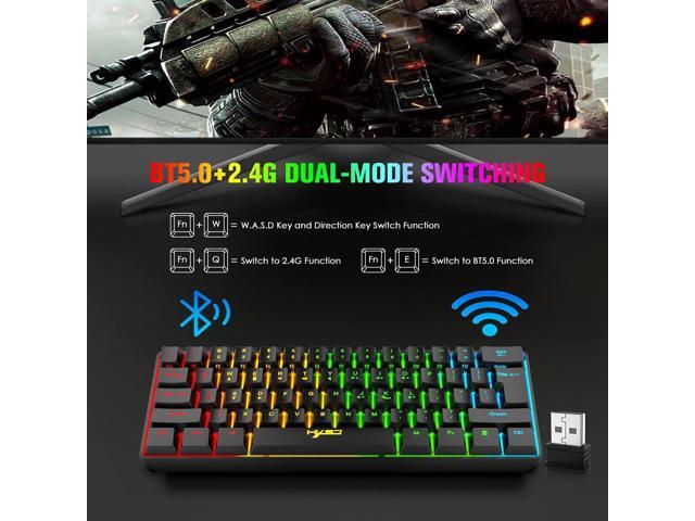 Wireless Gaming Keyboard and Mouse Combo 2200mAh Mini 61 Keys Mechanical Feeling Keyboard with Bluetooth 5.1&2.4G Wireless Dual Modes RGB Backlit ...