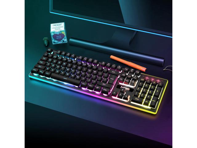 RedThunder K10 Wireless Gaming Keyboard, Rechargeable 3000mAh 2.4g LED Backlit Wireless Keyboard, Ergonomic Keyboard with Mechanical Feeling Keys for