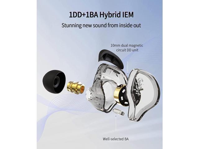 Vocals ACG Pop Folk with mic, Black CCZ Melody Dynamic Hybrid Dual Driver in Ear Earphones 1BA+1DD in Ear Monitor HiFi Headphones Musicians IEM Upgrade Deep Bass Suitable for Bass